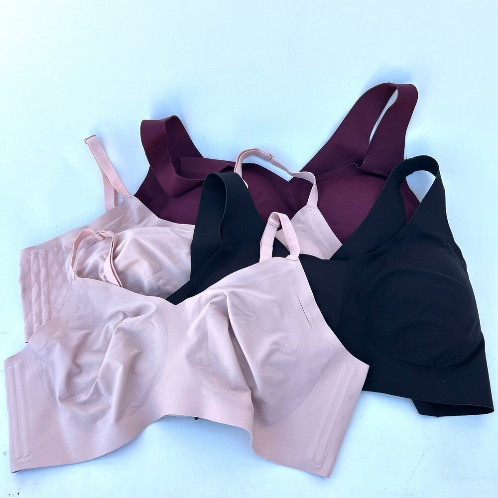 Honeylove Set Bras 3X Blush Maroon Fig Black Big Chest Comfort V-Neck Silhouette